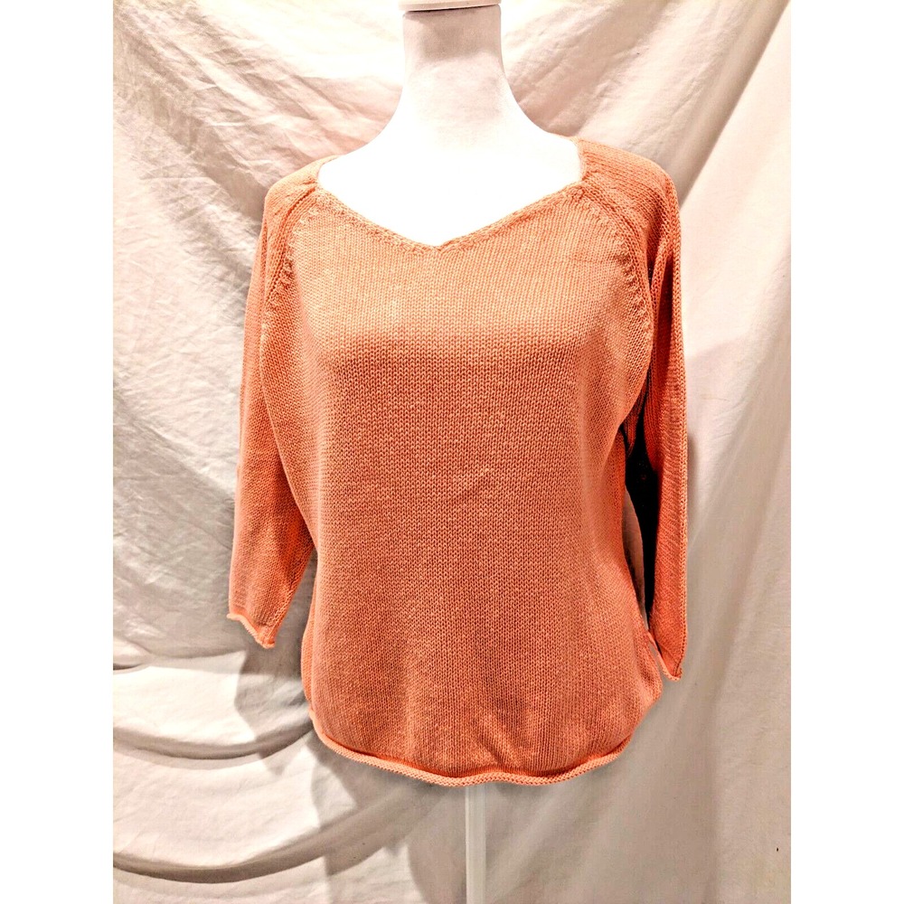 Nautica Jeans Co Peach Loose Knit Pullover Sweater Women's Size XL 100% cotton